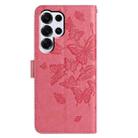 For Samsung Galax S25 Ultra 5G Butterfly Flutter Pattern Embossed Leather Phone Case(Rose Red) - 3