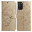 For Samsung Galaxy A02S Butterfly Flutter Pattern Embossed Leather Phone Case(Gold) - 1