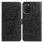 For Samsung Galaxy A02S Butterfly Flutter Pattern Embossed Leather Phone Case(Black) - 1