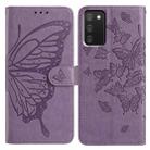 For Samsung Galaxy A02S Butterfly Flutter Pattern Embossed Leather Phone Case(Purple) - 1