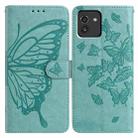 For Samsung Galaxy A03 Butterfly Flutter Pattern Embossed Leather Phone Case(Green) - 1