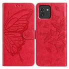 For Samsung Galaxy A03 Butterfly Flutter Pattern Embossed Leather Phone Case(Red) - 1