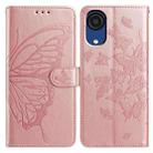 For Samsung Galaxy A03 Core Butterfly Flutter Pattern Embossed Leather Phone Case(Rose Gold) - 1