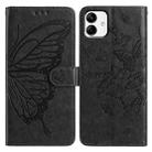 For Samsung Galaxy A04 Butterfly Flutter Pattern Embossed Leather Phone Case(Black) - 1