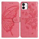 For Samsung Galaxy A04 Butterfly Flutter Pattern Embossed Leather Phone Case(Rose Red) - 1