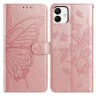 For Samsung Galaxy A04E Butterfly Flutter Pattern Embossed Leather Phone Case(Rose Gold) - 1