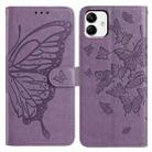 For Samsung Galaxy A04E Butterfly Flutter Pattern Embossed Leather Phone Case(Purple) - 1