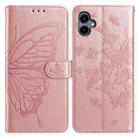 For Samsung Galaxy A05 Butterfly Flutter Pattern Embossed Leather Phone Case(Rose Gold) - 1