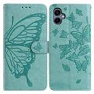 For Samsung Galaxy A05 Butterfly Flutter Pattern Embossed Leather Phone Case(Green) - 1