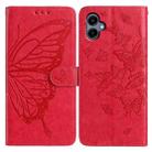 For Samsung Galaxy A05 Butterfly Flutter Pattern Embossed Leather Phone Case(Red) - 1