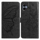 For Samsung Galaxy A05 Butterfly Flutter Pattern Embossed Leather Phone Case(Black) - 1