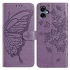 For Samsung Galaxy A05 Butterfly Flutter Pattern Embossed Leather Phone Case(Purple) - 1