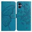 For Samsung Galaxy A05 Butterfly Flutter Pattern Embossed Leather Phone Case(Blue) - 1