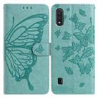 For Samsung Galaxy A10 / M10 Butterfly Flutter Pattern Embossed Leather Phone Case(Green) - 1