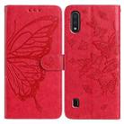For Samsung Galaxy A10 / M10 Butterfly Flutter Pattern Embossed Leather Phone Case(Red) - 1