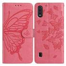 For Samsung Galaxy A10 / M10 Butterfly Flutter Pattern Embossed Leather Phone Case(Rose Red) - 1