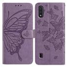 For Samsung Galaxy A10 / M10 Butterfly Flutter Pattern Embossed Leather Phone Case(Purple) - 1