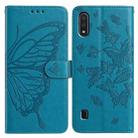For Samsung Galaxy A10 / M10 Butterfly Flutter Pattern Embossed Leather Phone Case(Blue) - 1