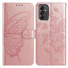 For Samsung Galaxy A14 Butterfly Flutter Pattern Embossed Leather Phone Case(Rose Gold) - 1