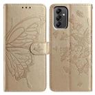 For Samsung Galaxy A14 Butterfly Flutter Pattern Embossed Leather Phone Case(Gold) - 1