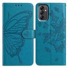For Samsung Galaxy A14 Butterfly Flutter Pattern Embossed Leather Phone Case(Blue) - 1