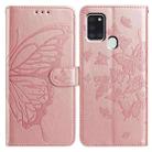 For Samsung Galaxy A21S Butterfly Flutter Pattern Embossed Leather Phone Case(Rose Gold) - 1