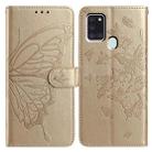 For Samsung Galaxy A21S Butterfly Flutter Pattern Embossed Leather Phone Case(Gold) - 1