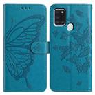 For Samsung Galaxy A21S Butterfly Flutter Pattern Embossed Leather Phone Case(Blue) - 1