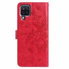 For Samsung Galaxy A22 4G Butterfly Flutter Pattern Embossed Leather Phone Case(Red) - 3
