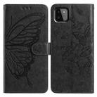 For Samsung Galaxy A22 5G Butterfly Flutter Pattern Embossed Leather Phone Case(Black) - 1