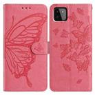 For Samsung Galaxy A22 5G Butterfly Flutter Pattern Embossed Leather Phone Case(Rose Red) - 1