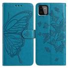 For Samsung Galaxy A22 5G Butterfly Flutter Pattern Embossed Leather Phone Case(Blue) - 1
