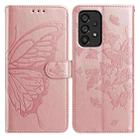 For Samsung Galaxy A23 Butterfly Flutter Pattern Embossed Leather Phone Case(Rose Gold) - 1