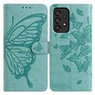 For Samsung Galaxy A23 Butterfly Flutter Pattern Embossed Leather Phone Case(Green) - 1