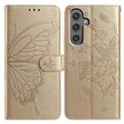 For Samsung Galaxy A25 Butterfly Flutter Pattern Embossed Leather Phone Case(Gold) - 1