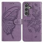 For Samsung Galaxy A25 Butterfly Flutter Pattern Embossed Leather Phone Case(Purple) - 1