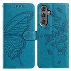 For Samsung Galaxy A26 Butterfly Flutter Pattern Embossed Leather Phone Case(Blue) - 1