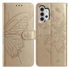 For Samsung Galaxy A32 4G Butterfly Flutter Pattern Embossed Leather Phone Case(Gold) - 1