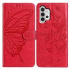 For Samsung Galaxy A32 4G Butterfly Flutter Pattern Embossed Leather Phone Case(Red) - 1