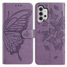 For Samsung Galaxy A32 4G Butterfly Flutter Pattern Embossed Leather Phone Case(Purple) - 1