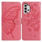 For Samsung Galaxy A32 5G Butterfly Flutter Pattern Embossed Leather Phone Case(Rose Red) - 1