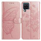 For Samsung Galaxy A42 5G Butterfly Flutter Pattern Embossed Leather Phone Case(Rose Gold) - 1