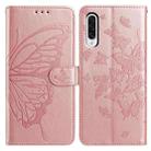 For Samsung Galaxy A50 Butterfly Flutter Pattern Embossed Leather Phone Case(Rose Gold) - 1