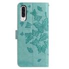 For Samsung Galaxy A50 Butterfly Flutter Pattern Embossed Leather Phone Case(Green) - 3