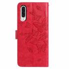 For Samsung Galaxy A50 Butterfly Flutter Pattern Embossed Leather Phone Case(Red) - 3