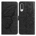 For Samsung Galaxy A50 Butterfly Flutter Pattern Embossed Leather Phone Case(Black) - 1