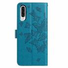 For Samsung Galaxy A50 Butterfly Flutter Pattern Embossed Leather Phone Case(Blue) - 3