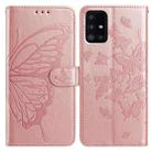 For Samsung Galaxy A51 Butterfly Flutter Pattern Embossed Leather Phone Case(Rose Gold) - 1