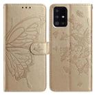 For Samsung Galaxy A51 Butterfly Flutter Pattern Embossed Leather Phone Case(Gold) - 1