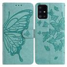For Samsung Galaxy A51 Butterfly Flutter Pattern Embossed Leather Phone Case(Green) - 1